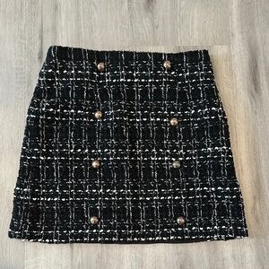 CUPSHE women's black white tweed skirt S